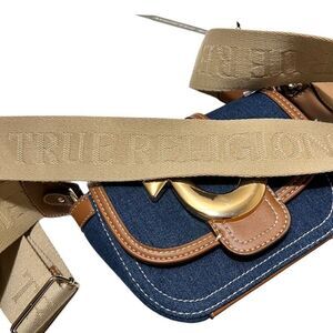 Y2K True Religion Logo Blue Denim Cross body bag